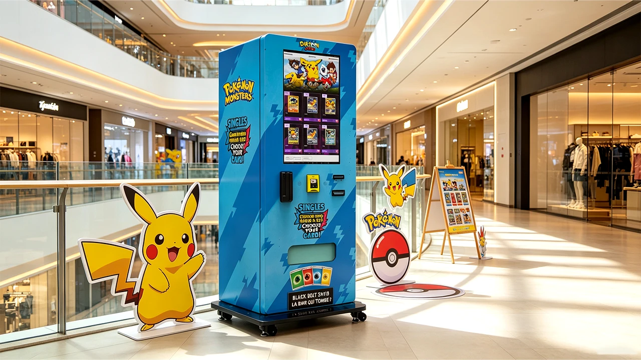 Custom trading card vending machine for high-traffic airport retail