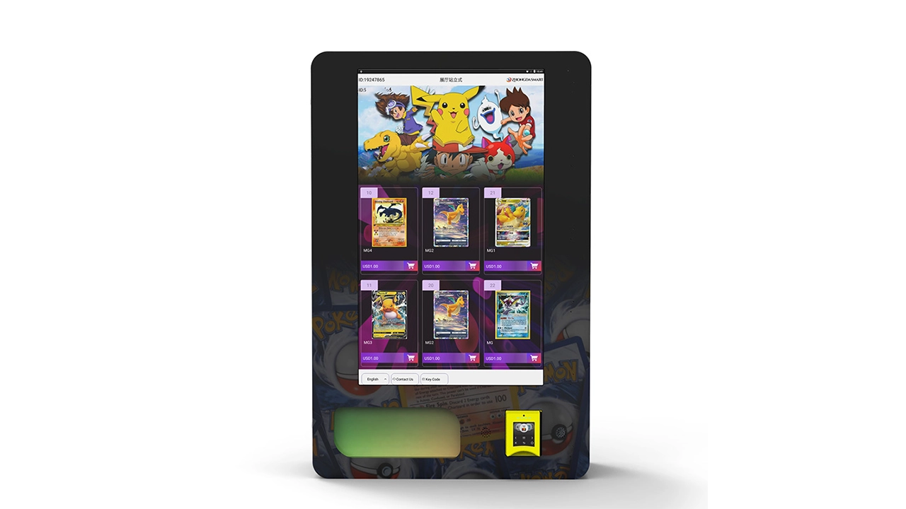 Sports card vending machine shelves and product delivery system