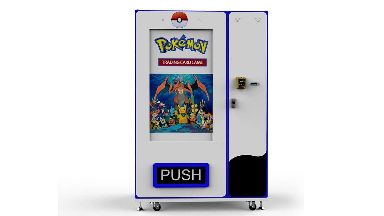 large touchscreen self-service kiosk for trading card sales