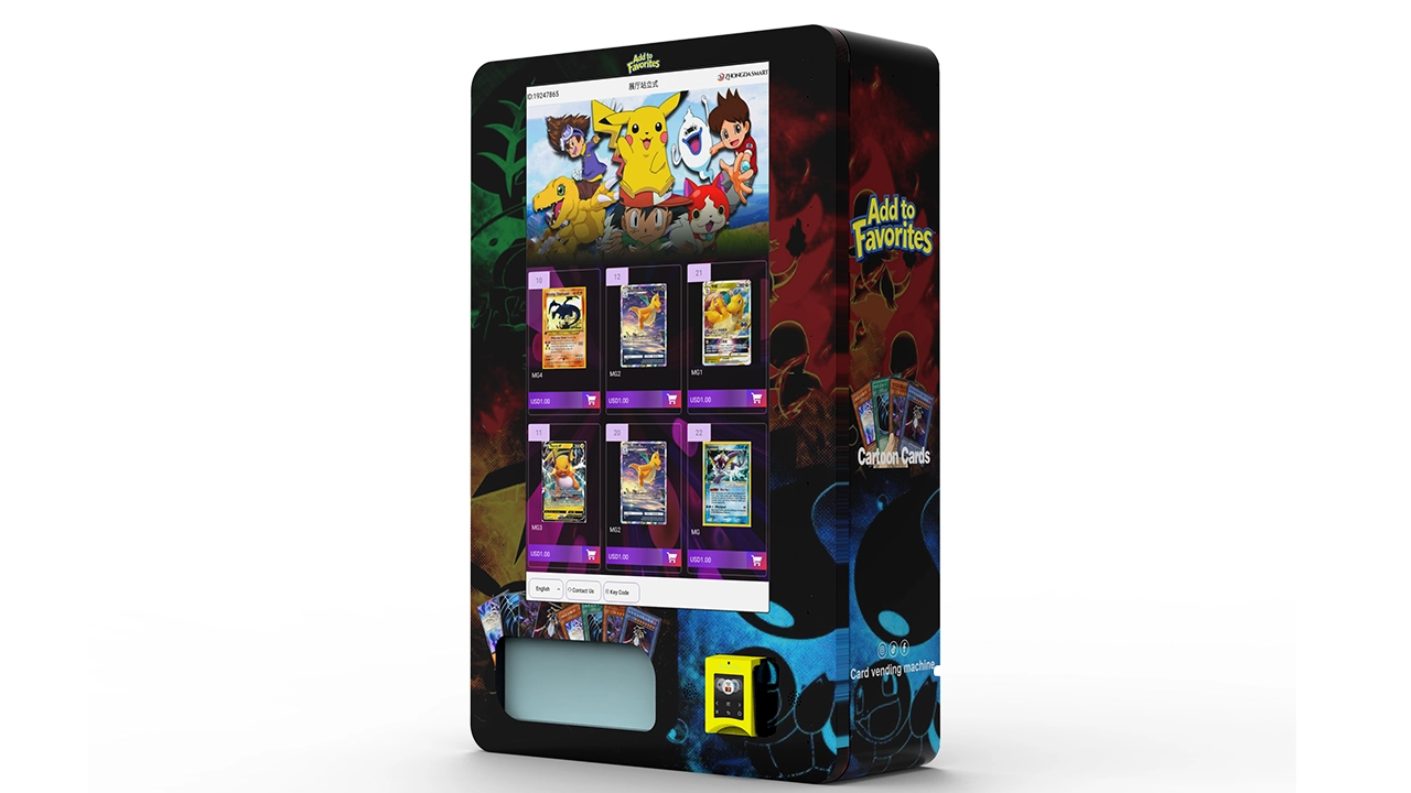 Trading card vending machine product testing and controlled delivery